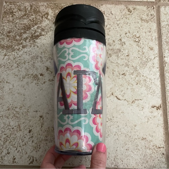 Alpha gamma delta embroidery coffee travel mug - Picture 1 of 8